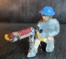 CAST IRON VINTAGE TOY SOLDIERS MACHINE GUNNER 1930s SOLID DOUGHBOYS