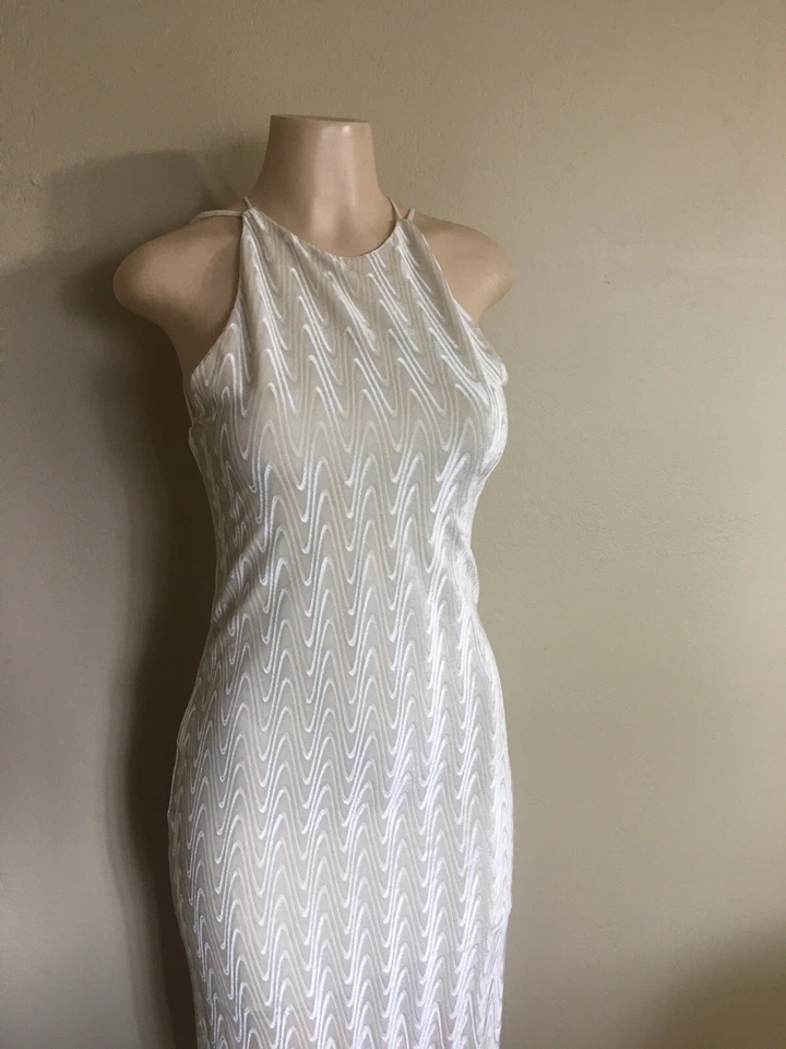 Maxi vestido para mujer Silence + Noise sin mangas espalda abierta beige Foto 4 de 4