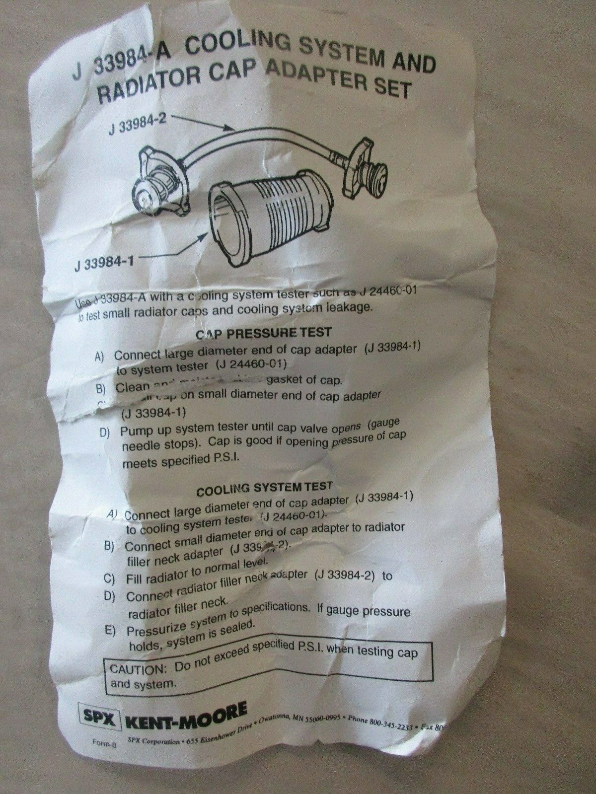 KENT MOORE TOOL J-33984-A RADIATOR PRESSURE ADAPTER | eBay