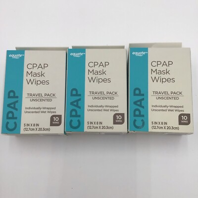 LOT OF 3 CPAP Mask Wipes Travel Masks 10 Count Individually Wrapped Packs 30x
