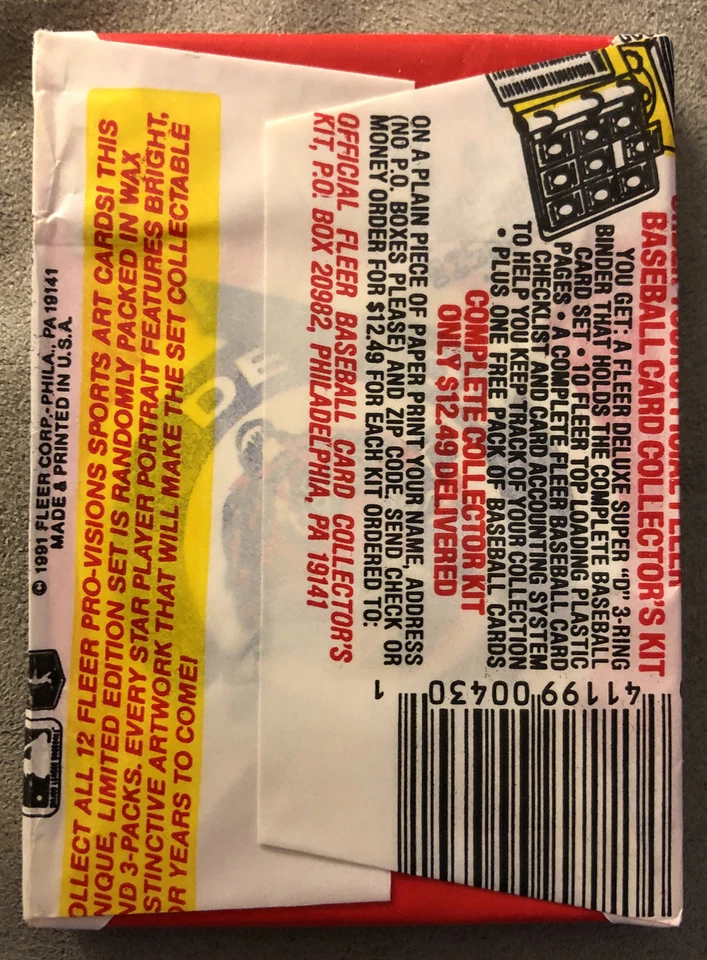 Tarjeta de béisbol Fleer 1991 paquete de cera José DeLeon Cardinals Top Tigers pegatina trasera Foto 2 de 2
