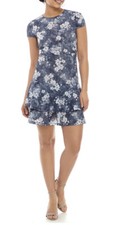 MICHAEL Kors Double Tier Hem Cap Sleeve Dress Blue Floral Size S Small Nwt