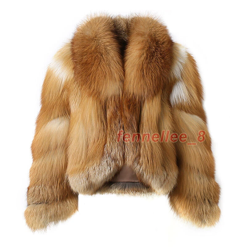 Women Cropped Real Fur Coat Luxury Lapel Collar Warm Short Fox Fur Overcoat - Image 2 of 4