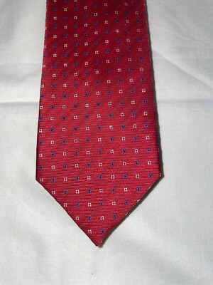 tie shop ROMA Herren Krawatte Rot Blumen Blau Weiß 100% Seide 153cm * 9,5cm