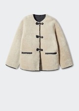Mango Fur Effect Coat With Appliques - Size S