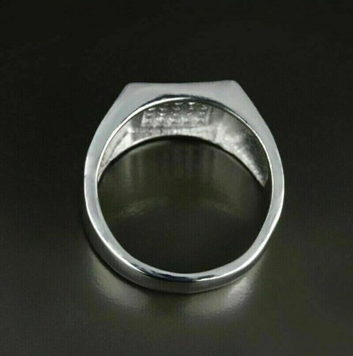 Men's Engagement Ring 2Ct Round Cut Lab-Created Diamond 14K White Gold Plated - Afbeelding 4 van 8