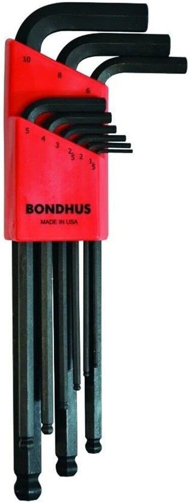 Bondhus Ballpoint Metric Hex Hexagon Allen Key Set 9 Black Finish 1.5mm - 10mm
