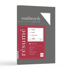 Southworth 100 Cotton Resume Paper 8.5x11 100 Sheets Acid Free White