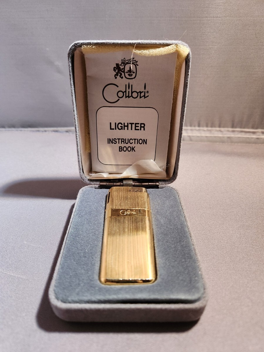 colibri cigarette case lighter Vintage COLIBRI Gold Tone Slim Cigarette Lighter with Original Box &  Instruction