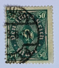 Briefmarke Deutsches Reich ,50 Mark, Posthorn, 1922, gestempelt