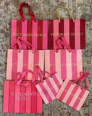 NEW!!! VICTORIA S SECRET Store Gift Bags 7 Seven Lot Small Medium Pink Logo NEW