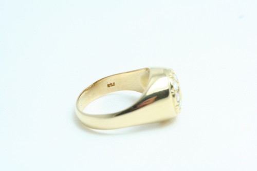 Anello da uomo Stile Antico in Oro giallo 18 Kt e Rose di Diamante Ct 1.00 nuovo - Foto 6 di 6