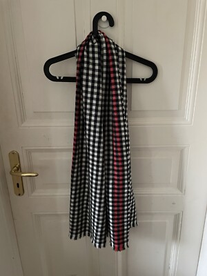 Large Checkered Black, White, & Red Scarf