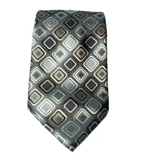 VTG Neck Tie Bergamo New York Bronze Gold Silver Metallic Colors Polyester Mens 