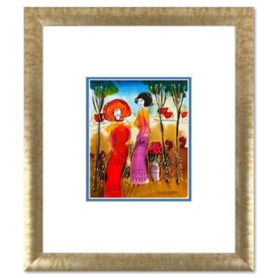 Moshe Leider, Framed Original Mixed Media Watercolor Painting, Hand Signed