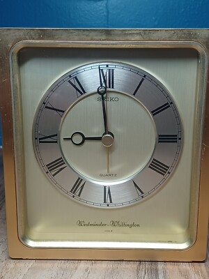 Vtg MCM Brass SEIKO QUARTZ Westminster Whittington Desk/Mantle