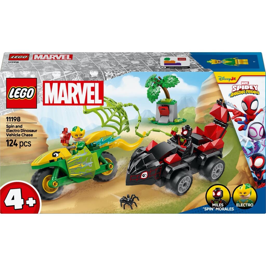 LEGO Marvel Spin and Electro Dinosaur Vehicle Chase 11198 Toy Kit