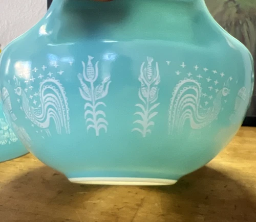 Lady Vintage Pyrex Turquoise Amish Butterprint Bowl 444 Variant 4 Qt
