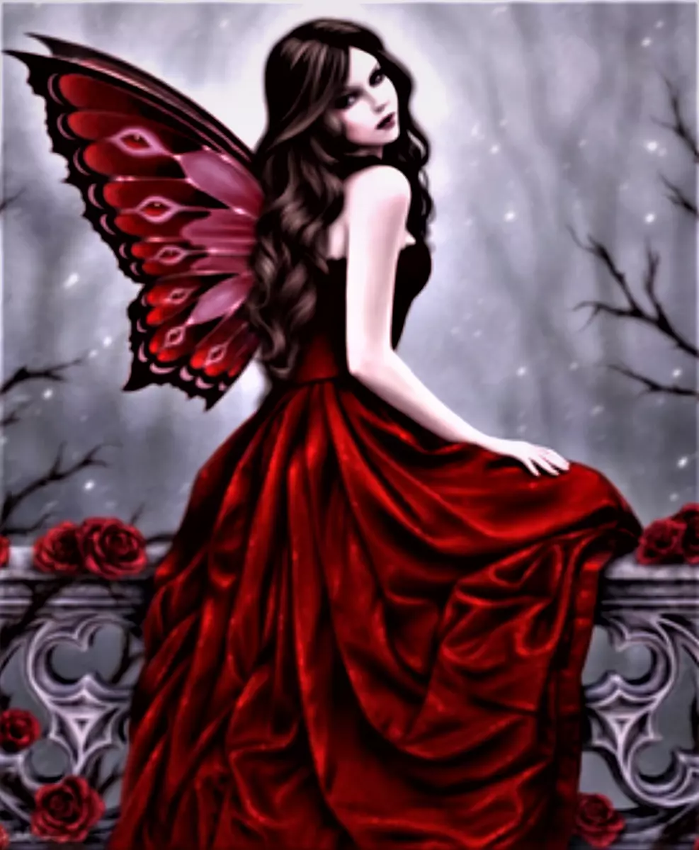 Women s gorgeous T Shirt Gothic Winter Rose Fairy red dress red