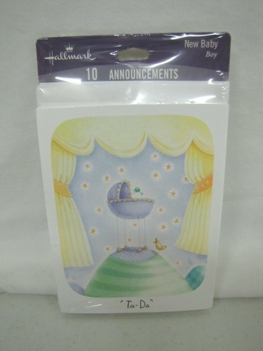 New 8 Vintage Hallmark BABY BOY ANNOUNCEMENTS RETRO New in Package - Picture 1 of 3