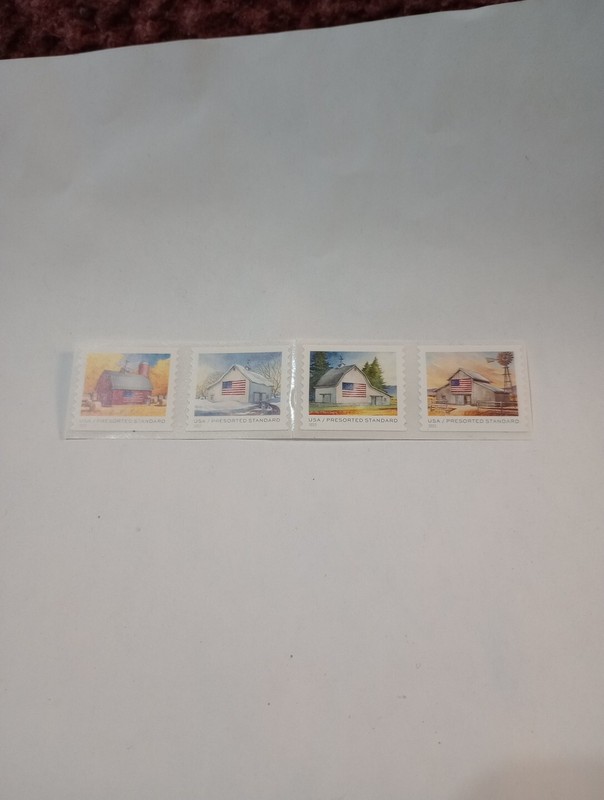 U.S. MNH SELF ADHESIVE FLAGS ON BARNS STAMP STRIP SC. 5684-5687
