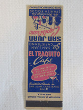 El Traquito Cafe  Vintage Matchbook cover San...