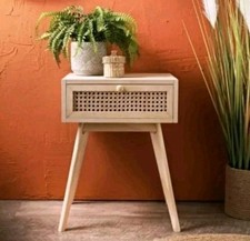 New Solid Yet Stylish Urban 1 Drawer Bedside Table With Cane Detailing 
