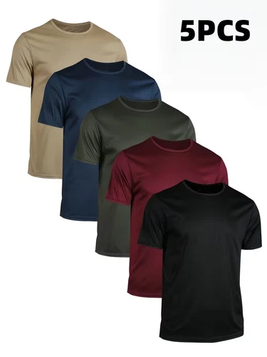 5 Unidades camisetas deportivas para hombres a la moda y elegantes. - product listing photo