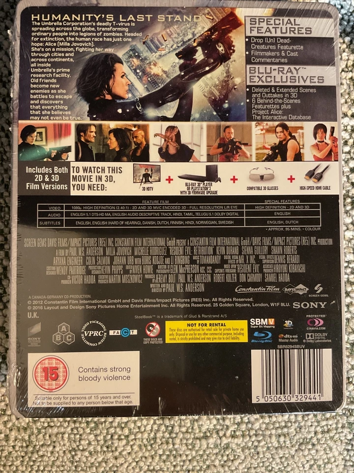 Resident Evil - Retribution, UK LIMITED ED. STEELBOOK BLU-RAY NEW. Free UK Post - Image 2 of 2