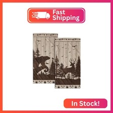 Imiss Cabin Bear Hand Towels Wildlife Forest Moose Deer Bathroom Towels Rustic F