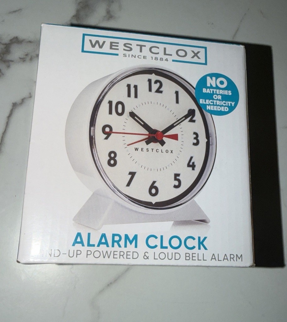 WESTCLOX 15550 Loud Bell Alarm Clock Plastic White 5.31 in H x 4.56 in W New