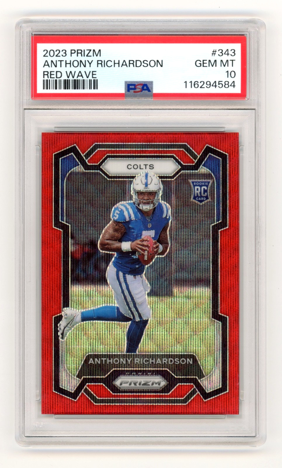2023 Panini Prizm Anthony Richardson Red Wave Rookie RC /149 #343 PSA 10