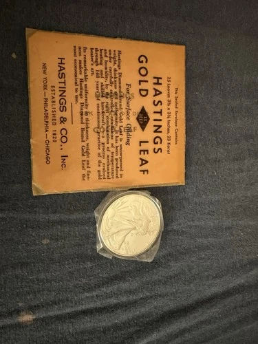 Hastings Gold Leaf 25 Sheets, Liberty Coin  One Ounce Fine Silver