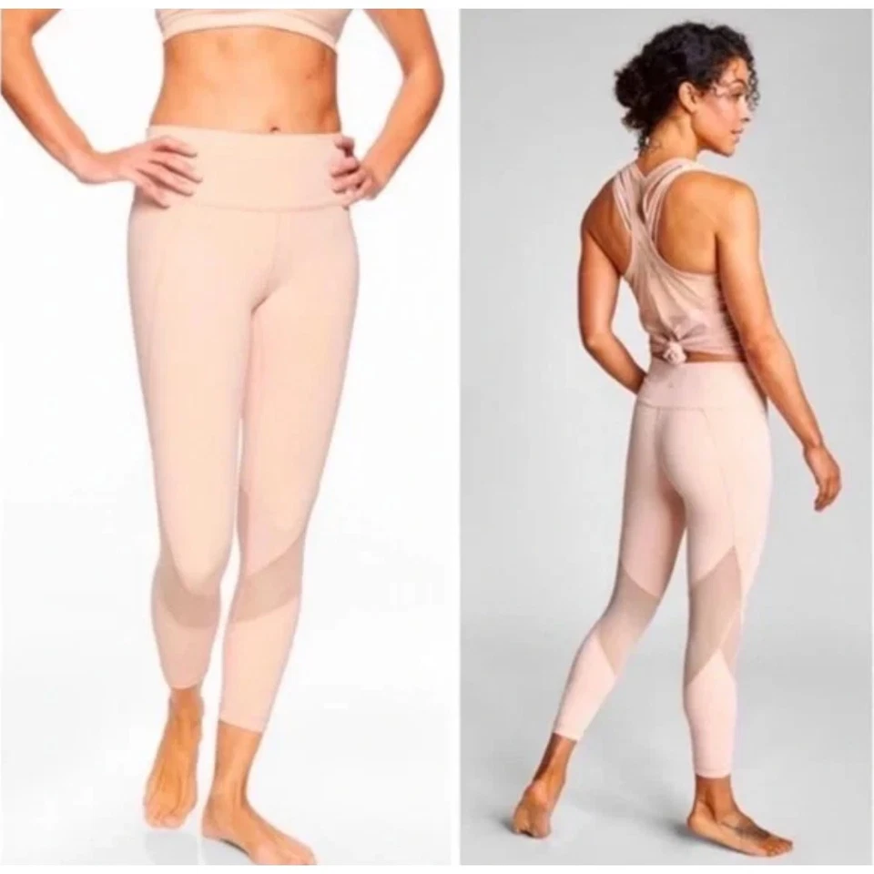 Athleta Leggings Womens Small Pink Ballerina Gown Eclipse 7/8 Mesh Tight - Image 2 of 4