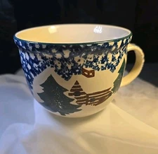 Extra Large Cocoa Mug~ Folkcraft~ Cabin In The Snow~ Tienshan~RARE 20 Oz~EUC