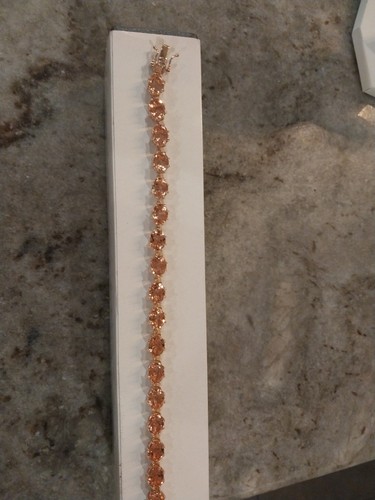 Morganique Quartz (Triplet) Link Bracelet/18KVermeil RGold/Sterling,Sz 7.25 OR8" - Picture 1 of 15