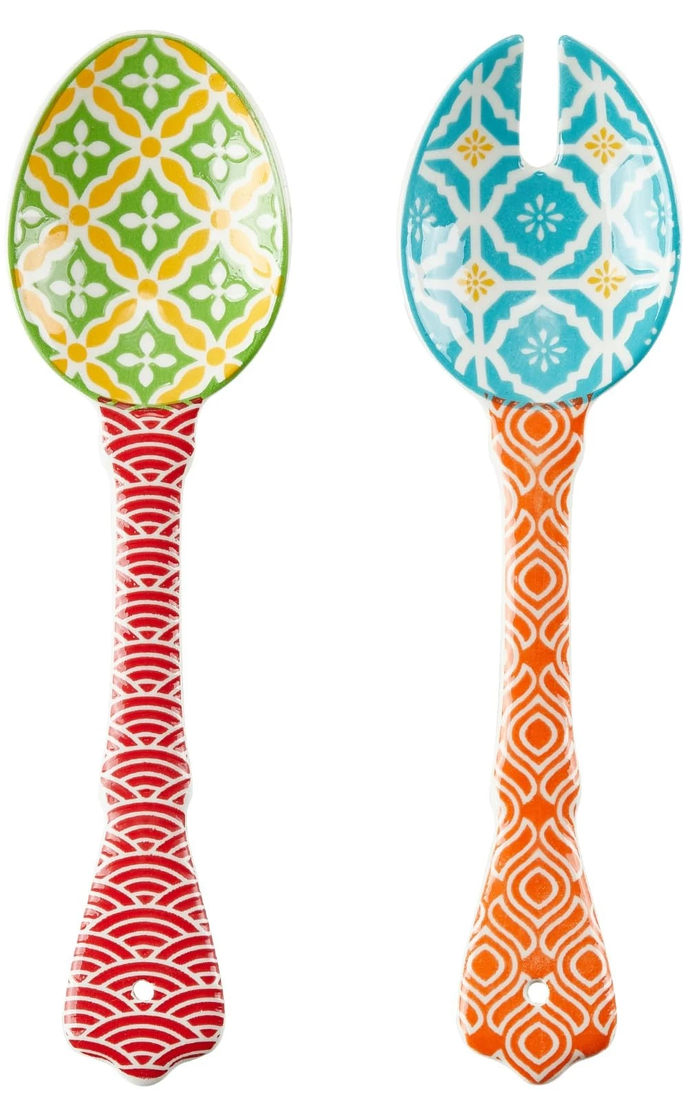 Ceramic Salad Servers, 9" Salad Spoon and Fork Set, Salad Tongs for Mixing, T...