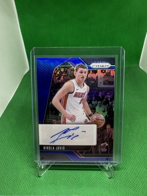 NIKOLA JOVIC 2024-25 Panini Prizm NBA Blue Refractor Auto /49 #SIG-NJH Heat