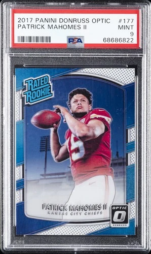 2017 PANINI DONRUSS OPTIC #177 PATRICK MAHOMES II ROOKIE RC PSA 9