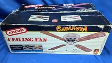 Vintage Enron Ceiling Fan Casanova 52” 4 Blade Stencil Oak Antique Brass