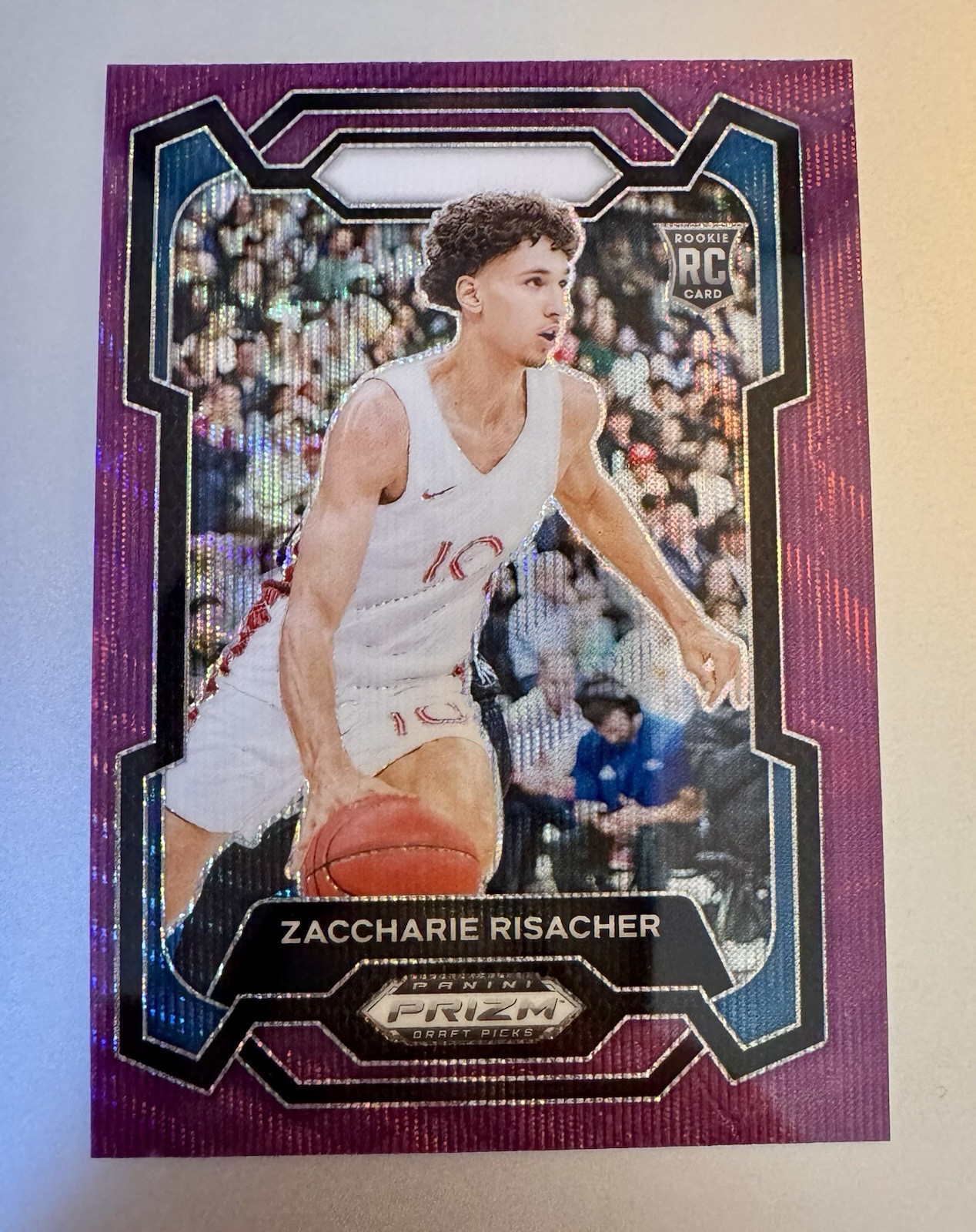 2024 Panini Prizm Draft Picks Purple Wave Prizm Zaccharie Risacher #69 RC Rookie