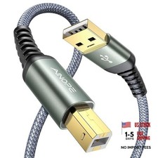 USB A to USB B Priner Cable 6.6ft High-Speed USB 2.0 MIDI 6.6FT Silver Gray