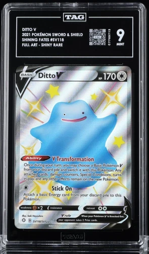 TAG 9 Pokemon Ditto V SV118 Shining Fates Looks Better Than PSA