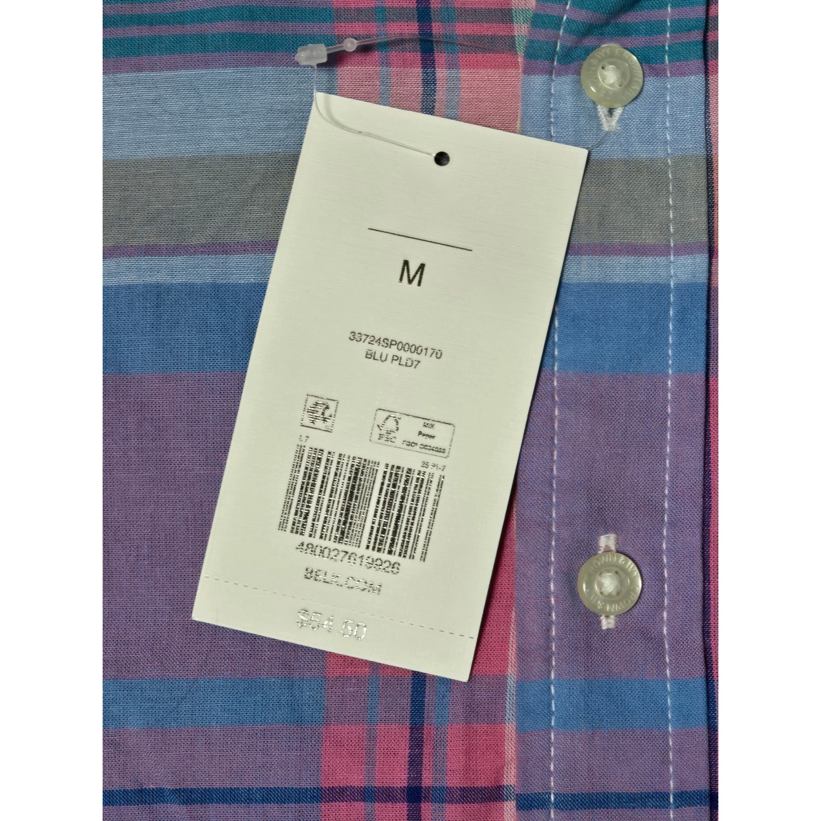 Crown Ivy Classic Fit Men's Short Sleeve Plaid Button Down Shirt Size M(Z)