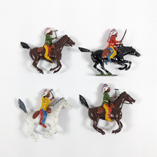 BRITANS LTD Lead Metal Toy Soldiers Indian On Horseback x4 Good Cond. 60s 70s
