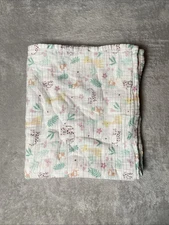 Parent's Choice Jungle Muslin Swaddle Baby Blanket Receiving Monkey Giraffe Cat