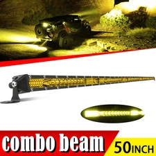 50 inch Amber LED Light Bar Single Row Thin Fog Work Driving Truck UTV ATV Boat