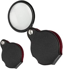 10X Small Magnifying Glass, 2 PCS Mini Pocket Magnifier Folding Magnify Glass