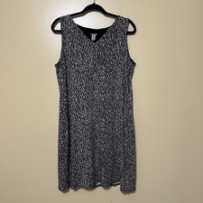 Easywear By Chico’s Sleeveless Shift Dress Black White Geometric Women 2/Large