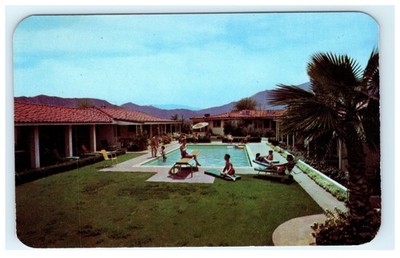 Vintage VILLA ROYALE Palm Springs CA Swimming Pool Dextone Postcard